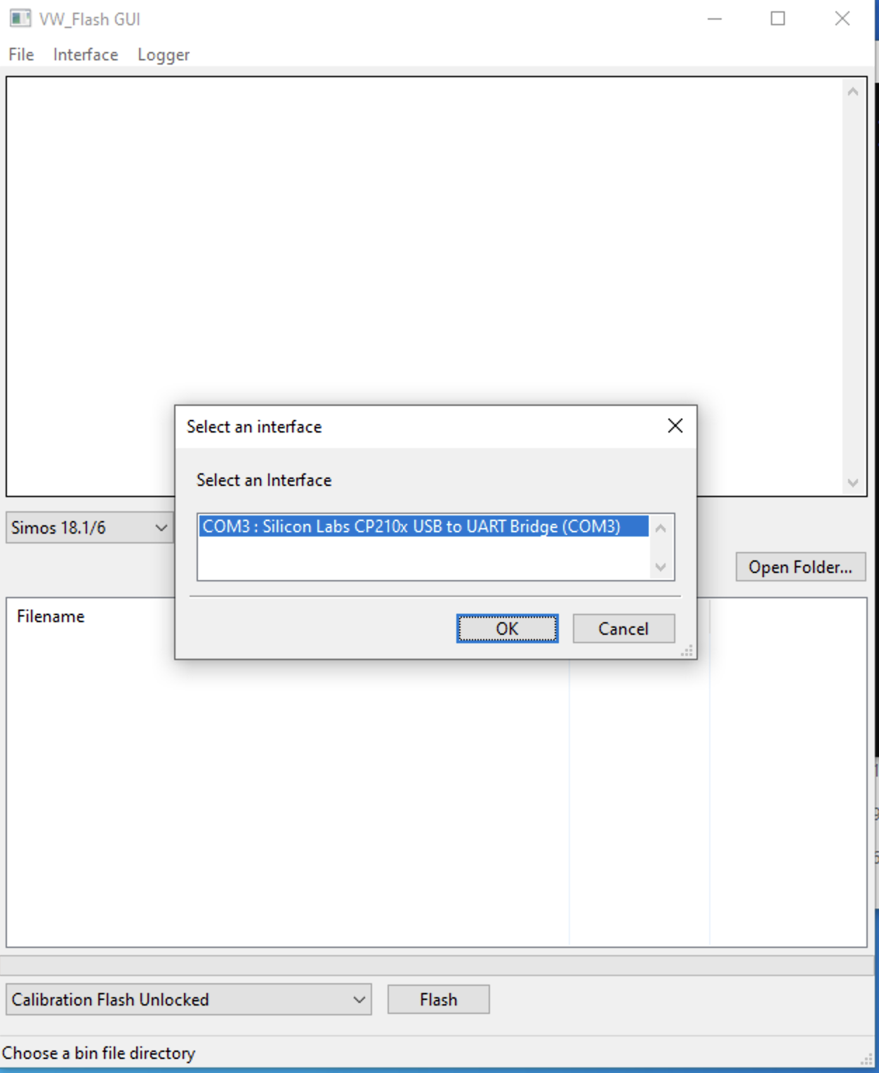 Screenshot of Select Interface Dialog